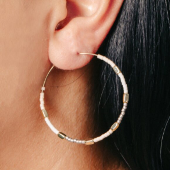Beaded Hoop Earrings - Picture 1 of 2